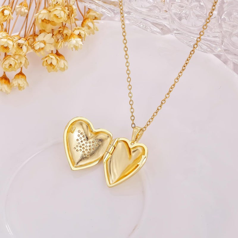 YOUFENG Love Heart Locket Necklace that Holds Pictures Photo Locket Birthday Gifts - Image 3